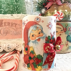 Retro Weihnachtsmann Kerzenflammenlose Kerze: Vintage Kitsch Weihnachtsdekor