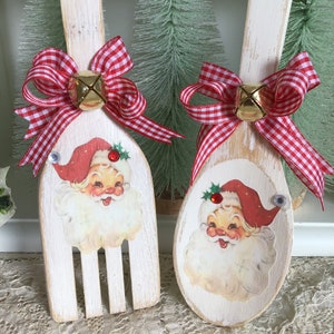 Santa Spoon Vintage Christmas Santa Kitchen Decor, Fridge Magnets, Kitschy Wooden ...
