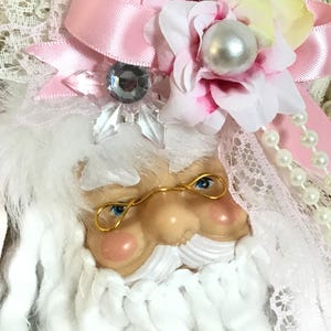 Shabby Pink Santa Claus, Pink Christmas, Shabby Cottage Chic, Pink Santa Ornament, Victorian Christmas, Santa Face, Fanny Pippin