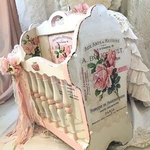 Shabby Magazine Rack, Shabby Storage, Vintage Wooden Book Rack, Holder ...