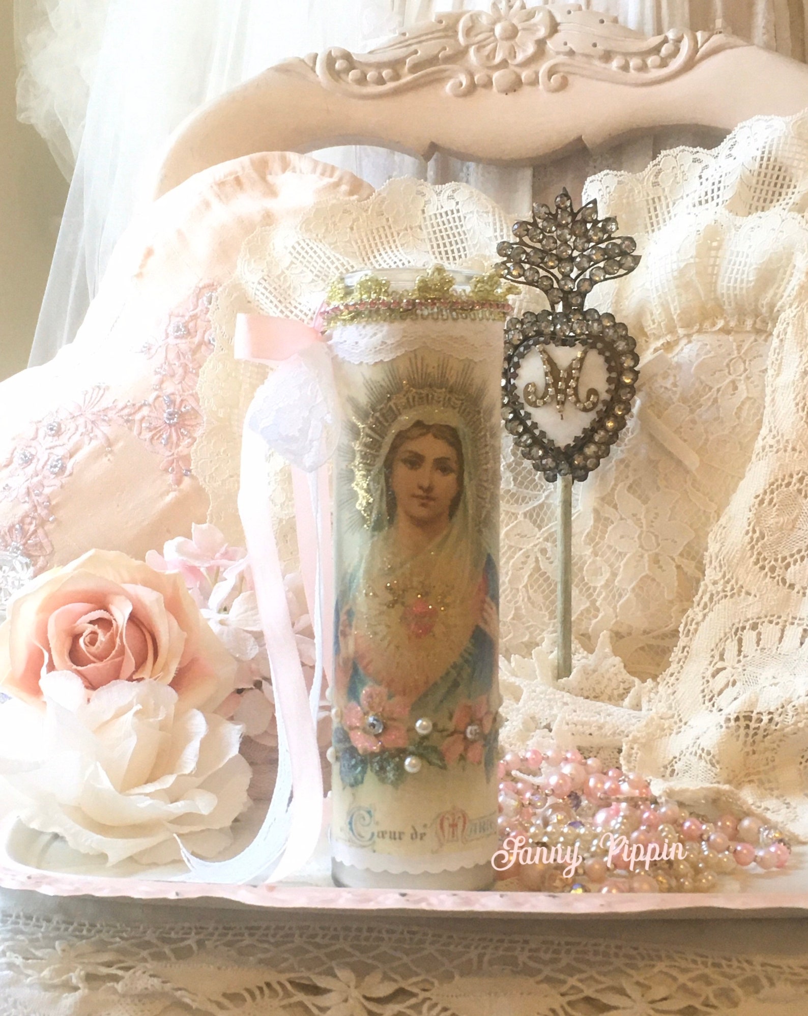 Shabby Virgin Mary Prayer Candle Madonna Religious Candle - Etsy
