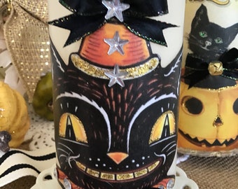 6 Candele Tealight Halloween A Forma Di Gatto Nero - Cera Di Paraffina, Decorative, Non Profumate, Per Atmosfera Horror E Festa