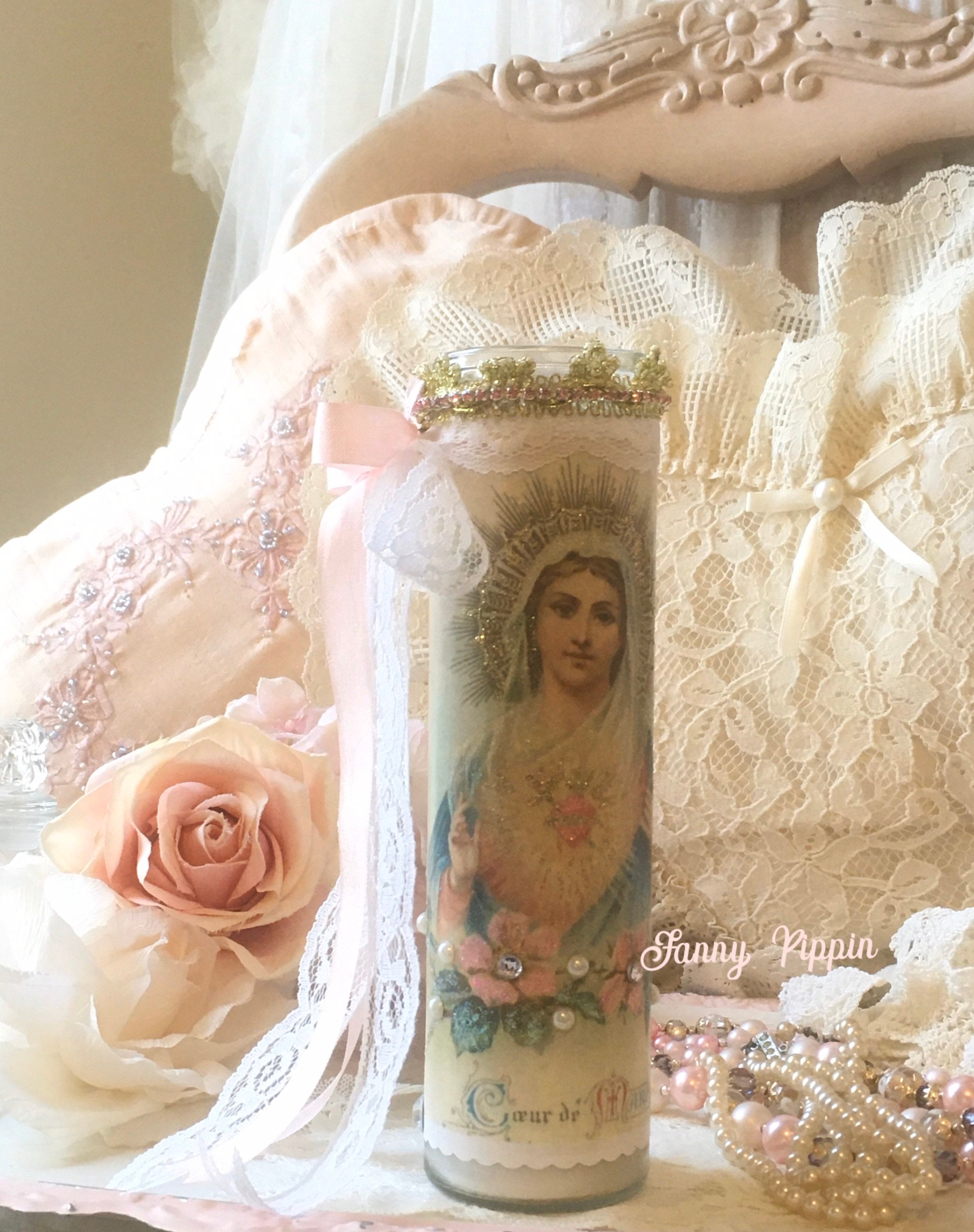 Shabby Virgin Mary Prayer Candle Madonna religious candle | Etsy