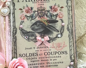 French Farmhouse Decor, Decorative Floral Book, Pink French Book ...