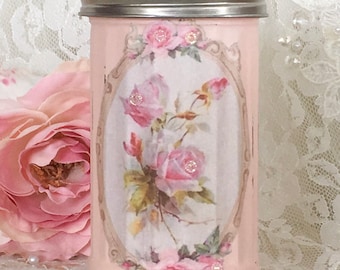 Shabby Chic Pink Rose Sugar Shaker: Vintage Kitchen Decor