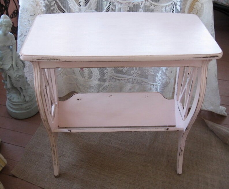 Shabby Chic Pink Table Vintage Lyre Table Magazine Rack Etsy