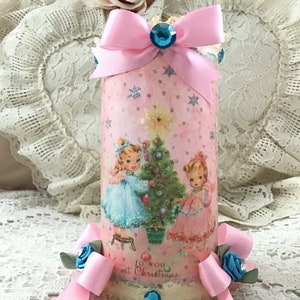 Vintage Christmas Tree, Flameless Candle, Retro Christmas Candle, Kitsch, Battery candle, Farmhouse Christmas, cottage chic, Fanny Pippin