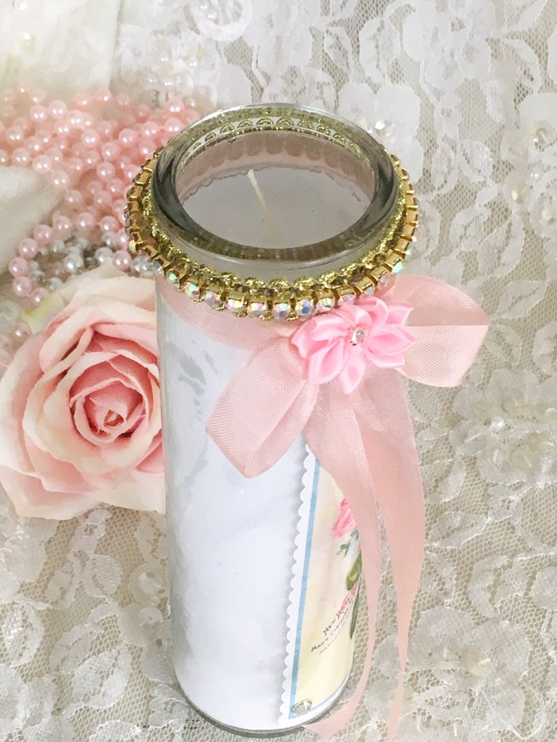 Shabby Rose Candle Prayer Candle Pink Decor Romantic | Etsy
