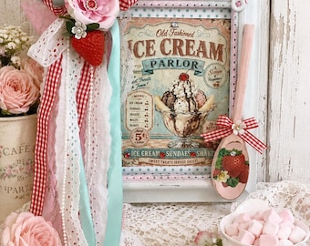 Vintage Ice Cream Parlor Wall Decor Strawberry Ice Cream