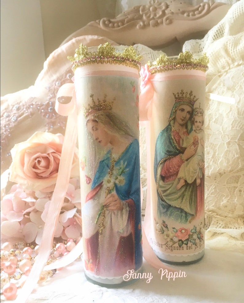 Blessed Virgin Mary Prayer Candle Mother of God Religious Etsy