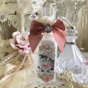 Shabby French Perfume Bottle, Victorian vanity Bottle, Rose Perfume Bottle , Shabby Cottage Chic, Fancy Bottle, French boudoir, Fanny Pippin