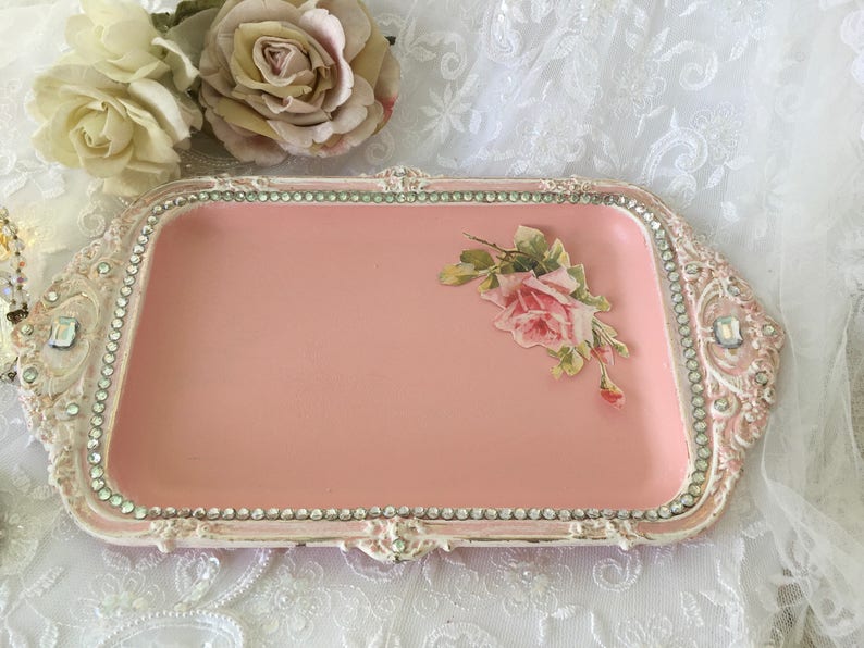 RESERVED Shabby Vanity Tray Dresser Tray Perfume Tray Etsy