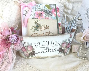 Shabby Chic metalen opbergdoos: decor met Franse landelijke roos