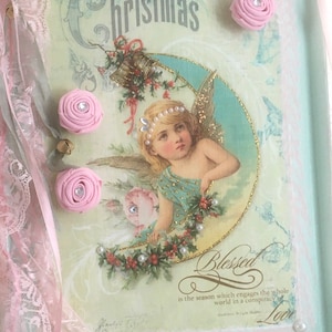 Christmas Angel Moon Wall Decor: Shabby Chic Repurposed Tray