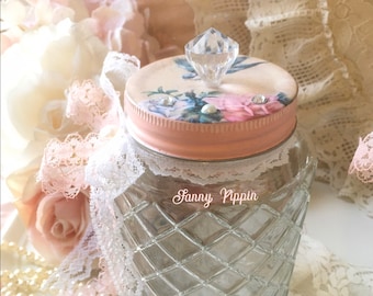Shabby Chic Pink Glass Jar: Vintage Style Rose Decor - Etsy