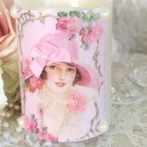 Shabby Pink Roses Kerzen Flamme, Rosa Vintage Fashion Lady, Shabby Chic Boudoir, Cottage Chic, Fanny Pippin