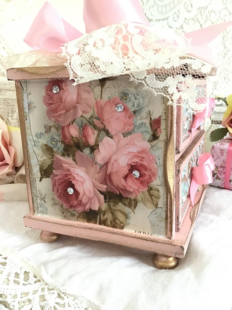 Shabby Chic Musical Jewelry Box: Pink Roses French Cottage Decor - Etsy