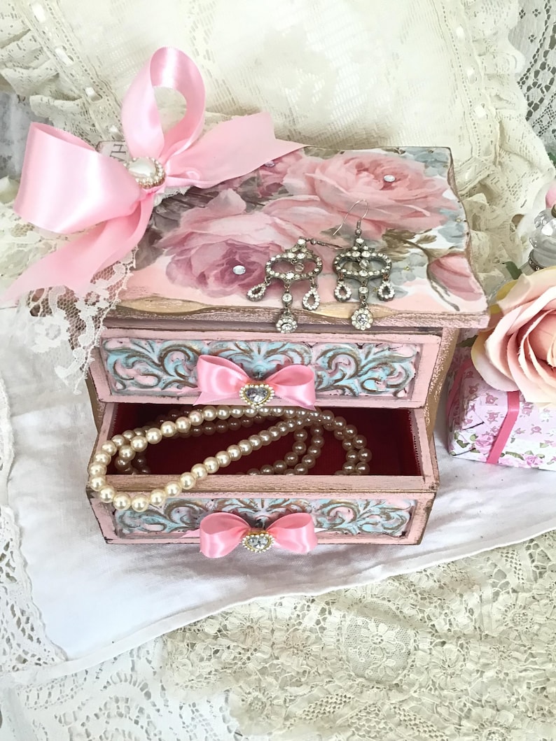 Shabby Chic Musical Jewelry Box: Pink Roses French Cottage Decor - Etsy