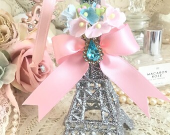 French Eiffel Tower Ornament Paris Eiffel Tower Decor Marie Antoinette Shabby Cottage Eiffel Tower Paris Apartment Pink Silver Fanny Pippin