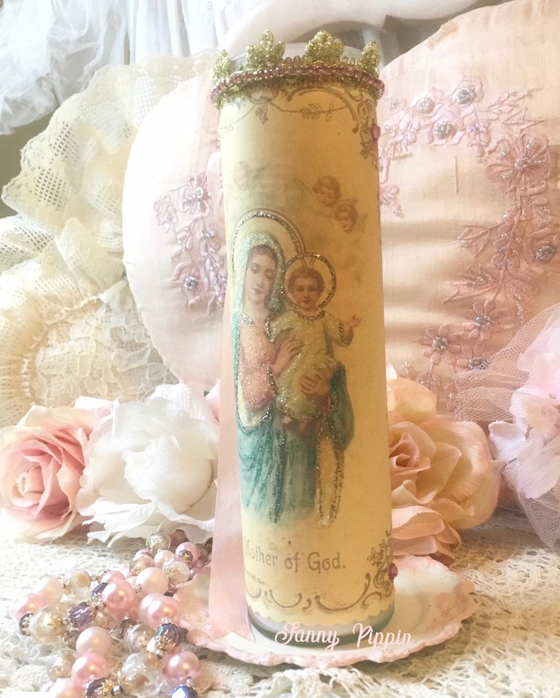 Virgin Mary Prayer Candle Mother of God Madonna Shabby - Etsy