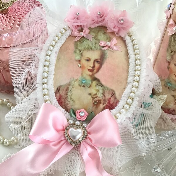 Marie Antoinette, Pink Hand Mirror, Vanity Mirror, Dressing table mirror, Shabby Pink Roses, vintage style handheld mirror, Fanny Pippin