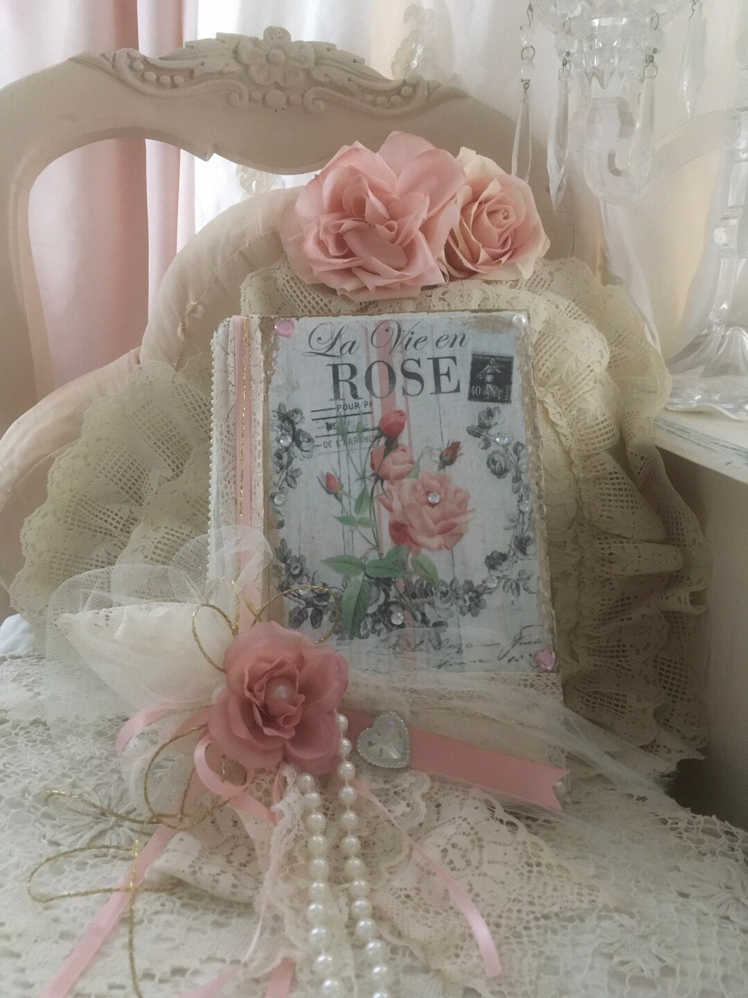 アンティーク雑貨 Shabby Pink Old French Book Set. Shabby Pink Old French Book Set.