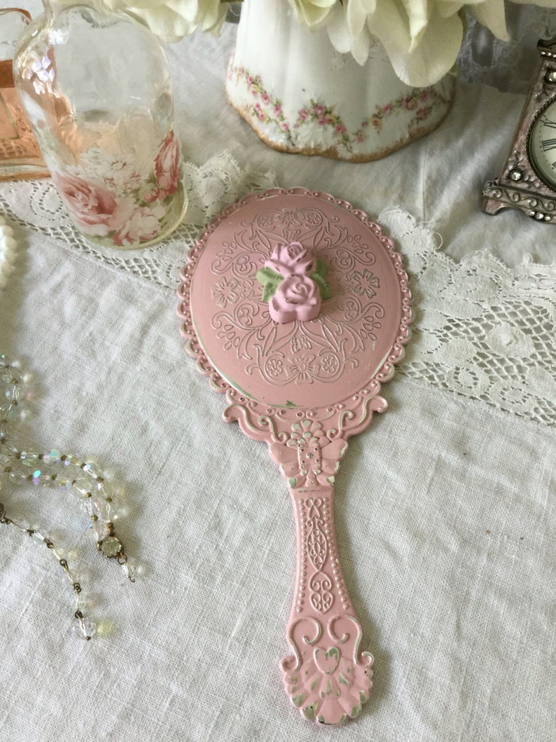 Shabby Pink Hand Mirror Vanity Mirror Dressing Table Mirror Etsy