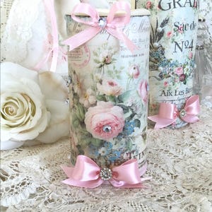 Shabby Pink Roses Flameless Candle, LED Candles, Shabby Pink Rose Decor, Shabby Cottage Chic, Romantic Lighting, Fanny Pippin