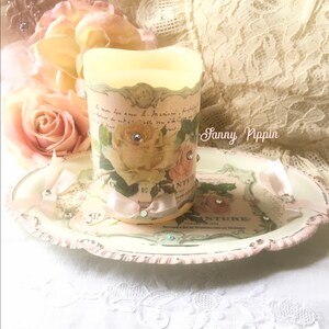Shabby Rose Flameless Candle: Pink Cottage Chic LED Decor image 8