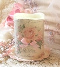 Shabby Pink Rose Flameless Candle, Wax Candle, Shabby Pink Decor, Shabby Cottage Chic, Romantic Lighting, Fanny Pippin