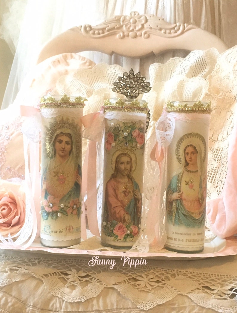 Shabby Virgin Mary Prayer Candle Madonna religious candle Etsy