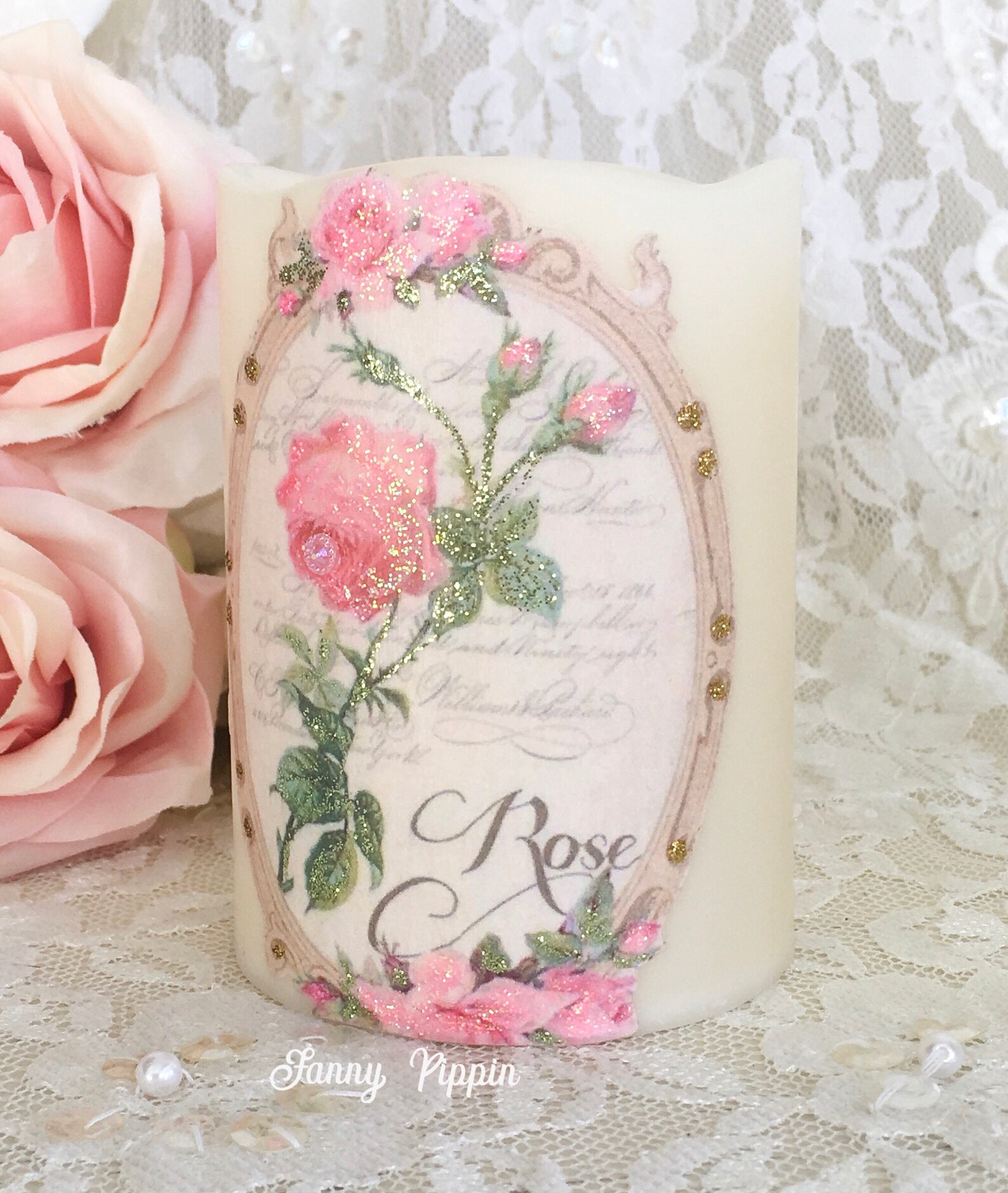 Shabby Pink Rose Candle Wax LED Candles Flameless Candles - Etsy