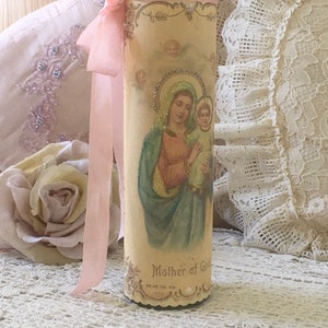 Virgin Mary Prayer Candle, Mother of God, Madonna, Shabby Christmas ...