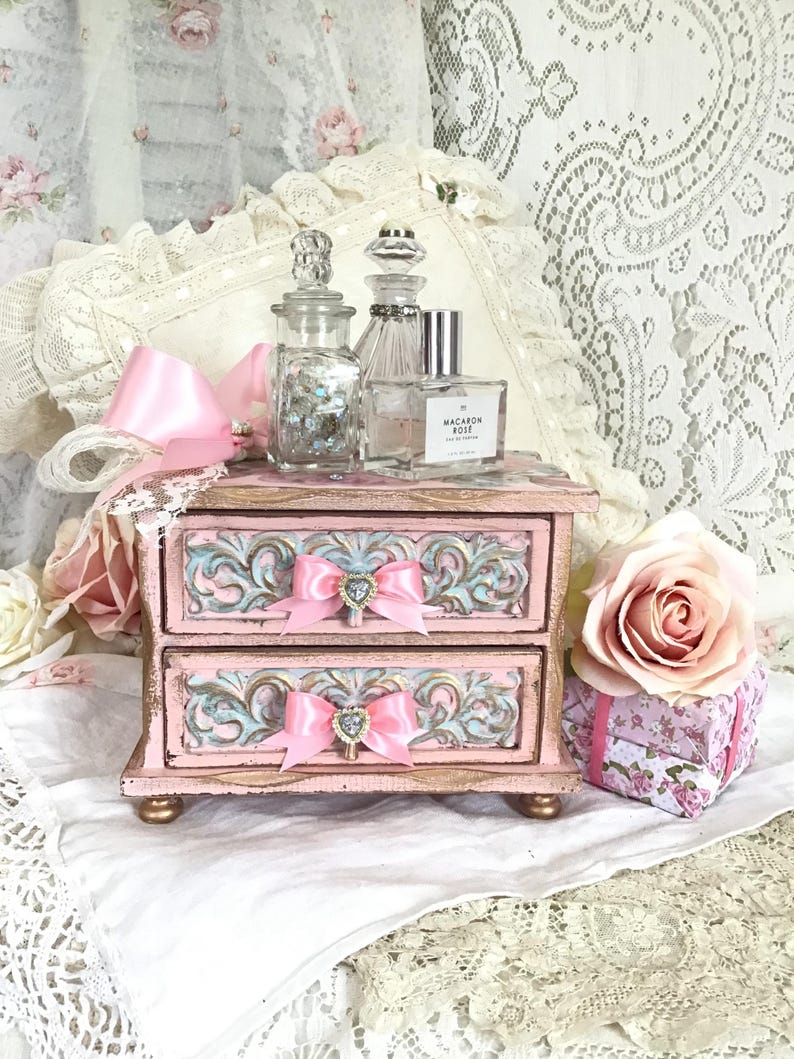 Shabby Chic Musical Jewelry Box: Pink Roses French Cottage Decor - Etsy