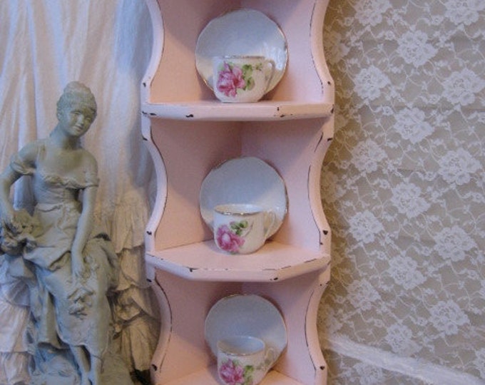 Shabby Chic Corner Shelf Pink Corner Curio 4 Tier Hanging Etsy