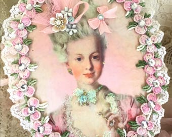 Marie Antoinette Hand Mirror: Shabby Chic Pink Rose Vanity Decor