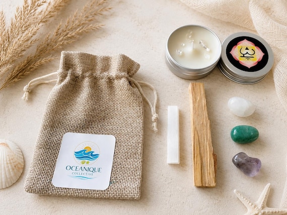 Renewal Healing Crystal Set | Clear Quartz, Amethyst, Green Adventurine, Selenite (8 Page Ritual Guide)