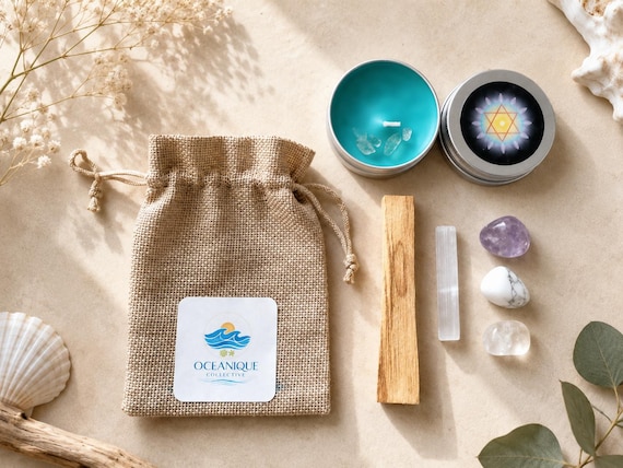 Soul Energy Balance Crystal Set | Clear Quartz, Amethyst, Howlite, Selenite (8-Page Ritual Guide)