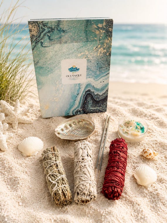 Sage Cleansing and Protection Ritual Set, Spiritual Cleansing Kit with 8 Page Guidebook, Energy Clearing Ritual, Mindfulness & Self Care