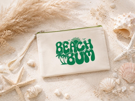 Coastal Canvas Zip Pouch | Small Coastal Zip Pouch | Choice of Colours | Beach Lover Gift | Ocean Inspired Accessory, Travel Bag/Purse