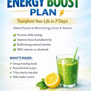 Plano de 7 dias para aumentar a energia (PDF) | Guia de energia natural | Melhore o foco e a resistência | Download instantâneo