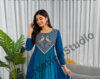 Teal Color Mul Chanderi Suit Set, Embroidered Kurta Pant Dupatta