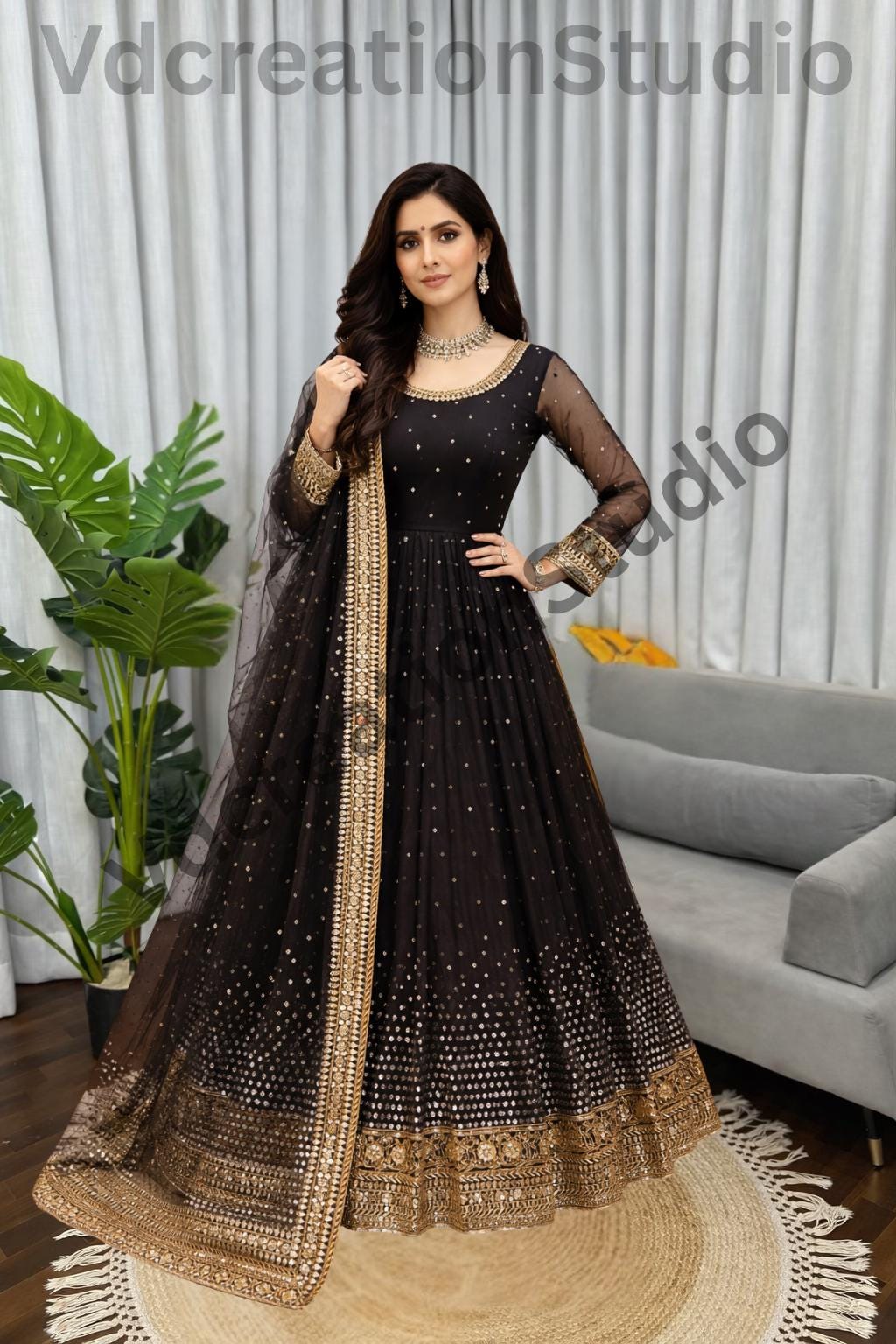 Sequin Anarkali Dress - Etsy