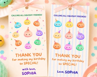 Squishy knoedel gunst Tags bewerkbare canvas sjabloon, knoedel verjaardag bedankkaartjes, papieren squishy afdrukbare partij Tags