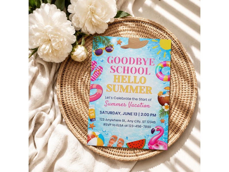 Editable Pool Party Invitation Goodbye School Hello Summer Canva editable-pool-party-invitation-goodbye-school-hello-summer-canva