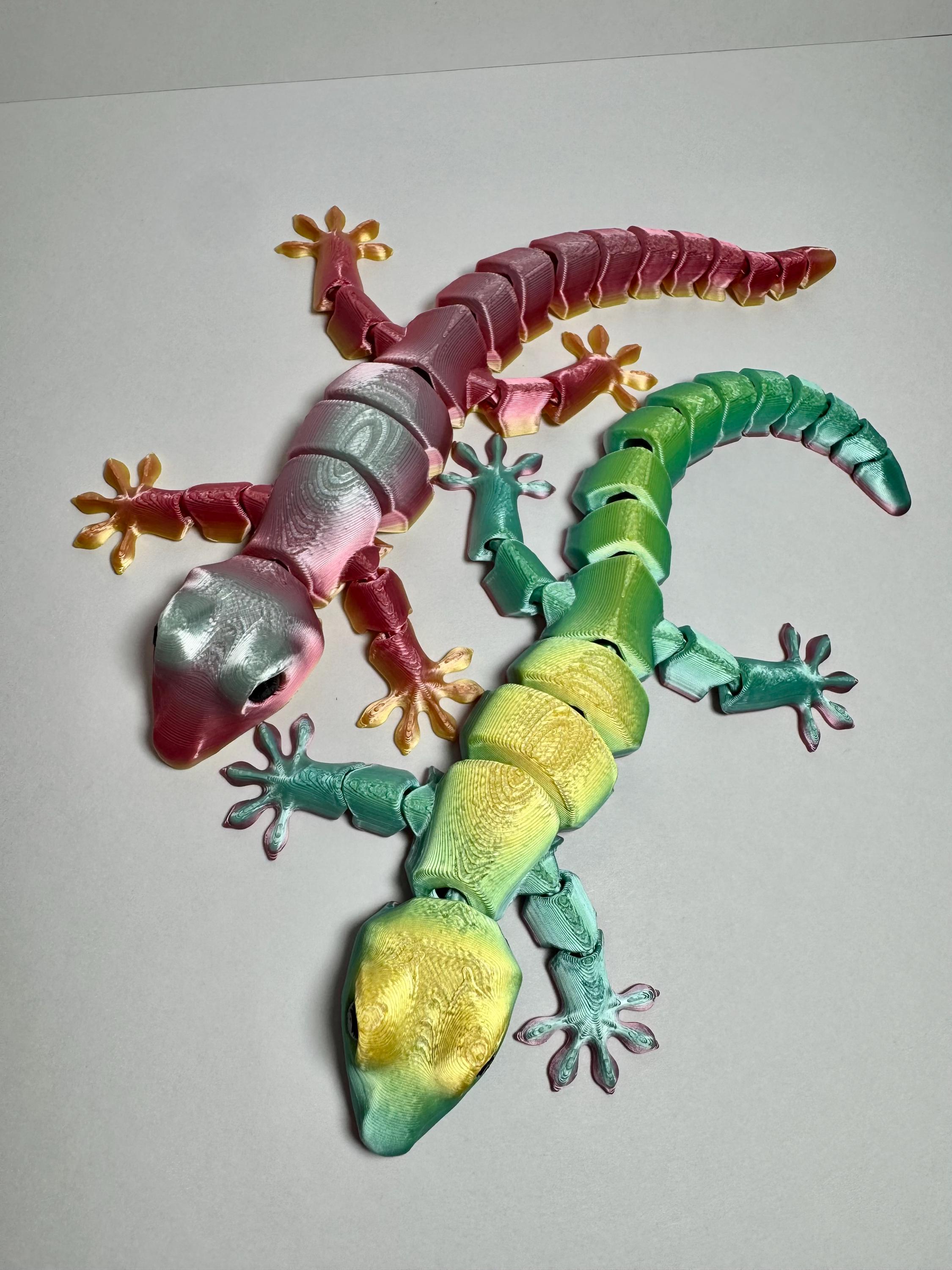 Lizard Fidget Springy Articulated Gecko Fidget Toy, 3D Printed Flexible Lizard, Color ...