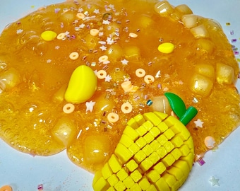 Mango Cove Slime Jelly Cube Slime with Mango Fidget, Scented Mango Slime, 4oz & 8oz Slime, Crunchy Clear Slime, Summer Slime Gift