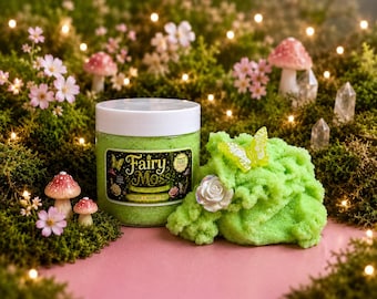 Fairy Moss Slime, Apple Scented Slime, Fairy Garden Slime with Butterfly Charm, Green Moss Slime, Sensory Slime Gift
