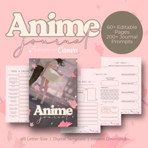 Digital Anime Journal Canva Template | 60+ Pages Editable Digital Download for Reviewers, Vloggers, Influencers & Content Creators