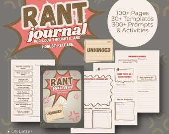 Digital Rant Journal for Anger & Emotional Management | Mental Health Self Care Workbook Editable Canva Template Downloadable Printable PDF